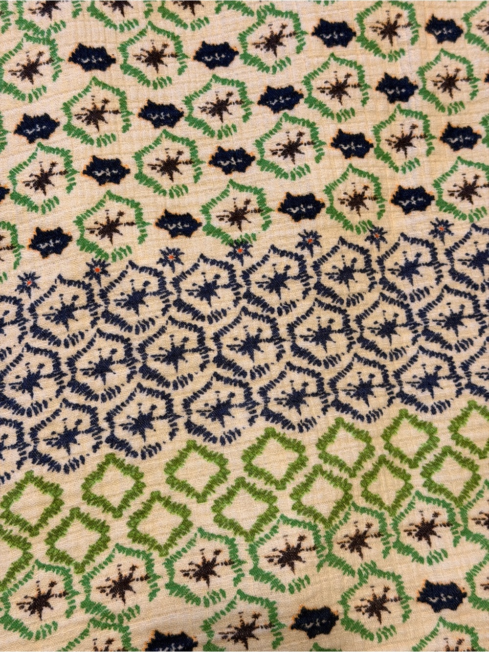Zara Patterned Green and Navy Button-Front Cropped Top - Picture 8 of 8
